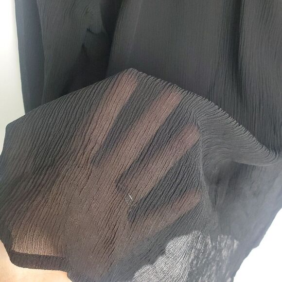 Garnet Hill Black Silk Sheer Textured Blouse Size XL - Picture 6 of 8